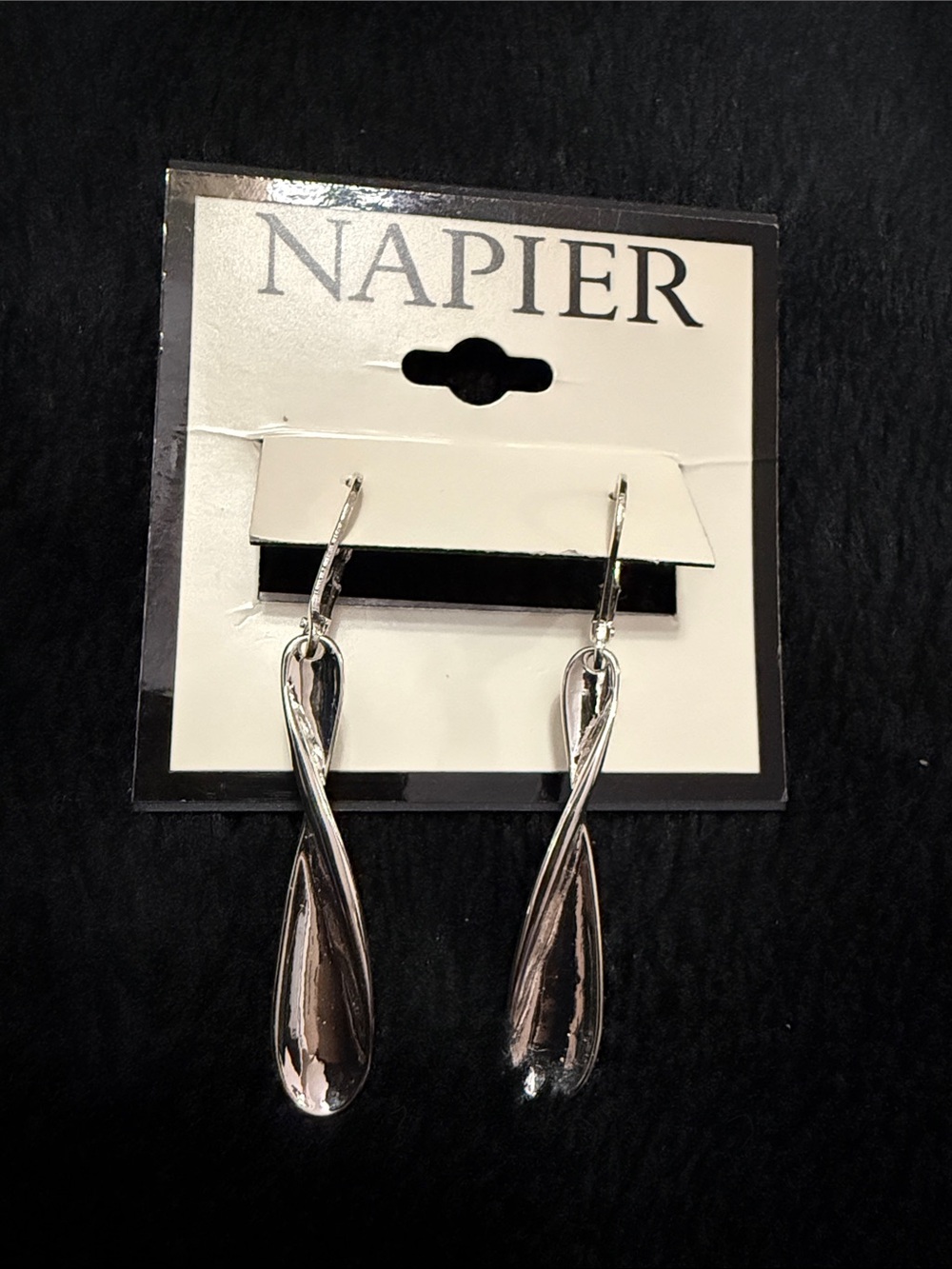 Silver tone Twisted Drop Earrings - - Picture 2 of 4